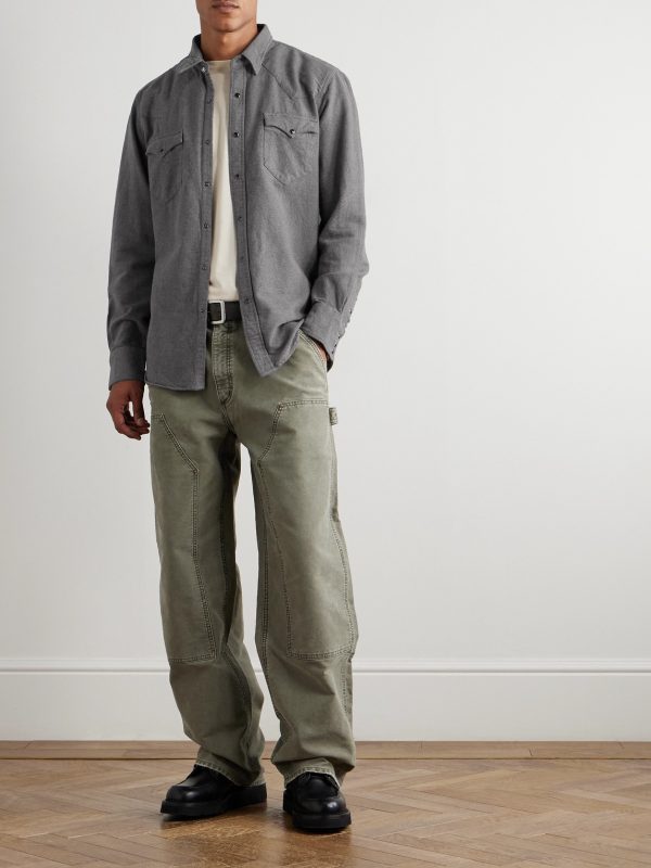 Brushed-Cotton Oxford Western Shirt - OU Brushed-Cotton Oxford Western Shirt - OU