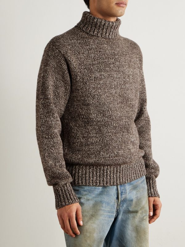 Wool, Cotton and Linen-Blend Rollneck Sweater - FR