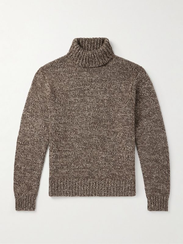 Wool, Cotton and Linen-Blend Rollneck Sweater