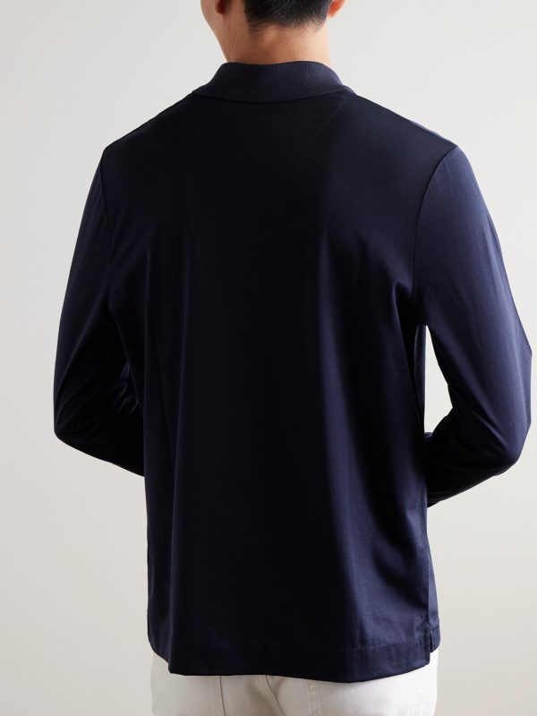 Silk and Cotton-Blend Polo Shirt - BK Silk and Cotton-Blend Polo Shirt - BK