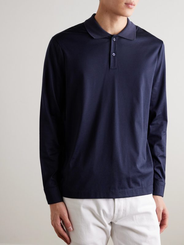 Silk and Cotton-Blend Polo Shirt - FR Silk and Cotton-Blend Polo Shirt - FR
