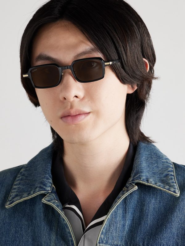 Rectangular-Frame Acetate Sunglasses - OU Rectangular-Frame Acetate Sunglasses - OU
