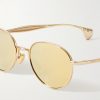 Round-Frame Gold-Tone Sunglasses - CU Round-Frame Gold-Tone Sunglasses - CU