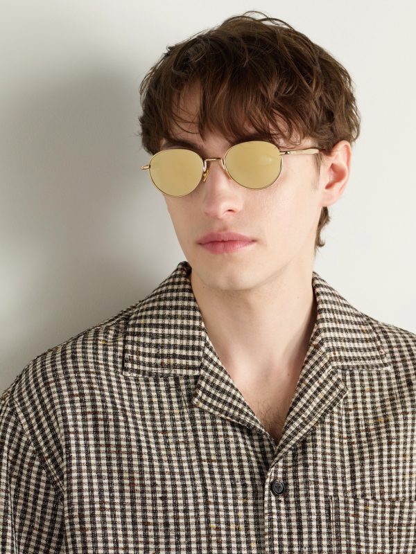 Round-Frame Gold-Tone Sunglasses - OU Round-Frame Gold-Tone Sunglasses - OU
