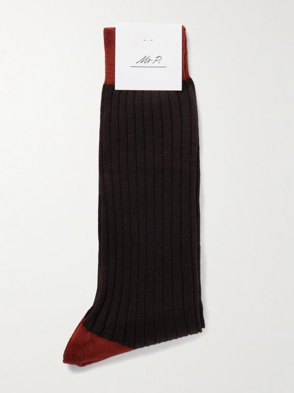 Ribbed Wool-Blend Socks - E1 Ribbed Wool-Blend Socks - E1