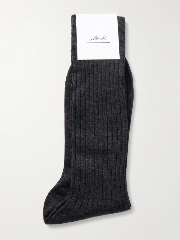 Ribbed Merino Wool-Blend Socks - E1