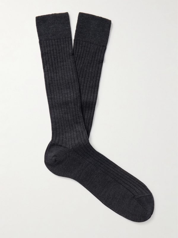 Ribbed Merino Wool-Blend Socks