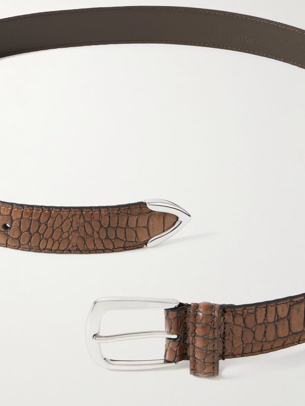 3cm Croc-Effect Leather Belt - E1 3cm Croc-Effect Leather Belt - E1