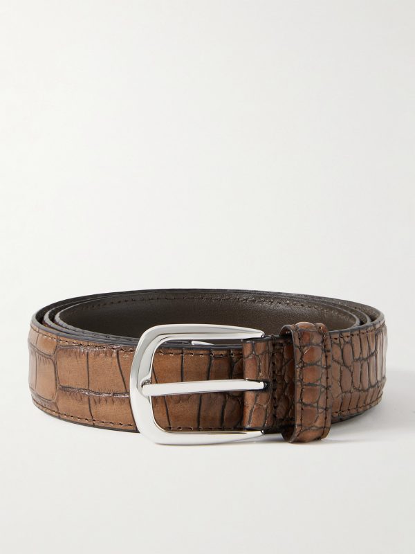 3cm Croc-Effect Leather Belt 3cm Croc-Effect Leather Belt