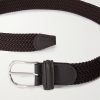 3.5cm Leather-Trimmed Woven Elastic Belt - E1