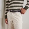 3.5cm Leather-Trimmed Woven Elastic Belt - FR