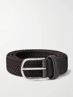 3.5cm Leather-Trimmed Woven Elastic Belt 3.5cm Leather-Trimmed Woven Elastic Belt
