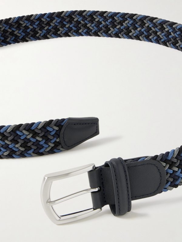 3.5cm Leather-Trimmed Woven Elastic Belt - E1 3.5cm Leather-Trimmed Woven Elastic Belt - E1