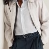 3.5cm Leather-Trimmed Woven Elastic Belt - FR 3.5cm Leather-Trimmed Woven Elastic Belt - FR