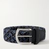 3.5cm Leather-Trimmed Woven Elastic Belt 3.5cm Leather-Trimmed Woven Elastic Belt