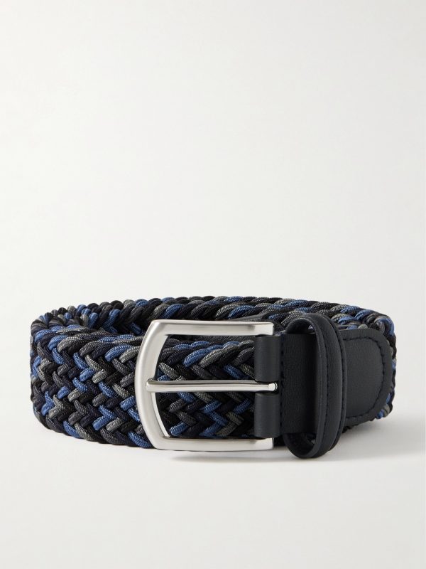 3.5cm Leather-Trimmed Woven Elastic Belt 3.5cm Leather-Trimmed Woven Elastic Belt