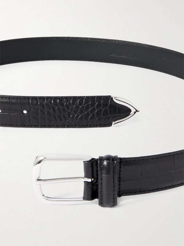 3cm Croc-Effect Leather Belt - E1 3cm Croc-Effect Leather Belt - E1