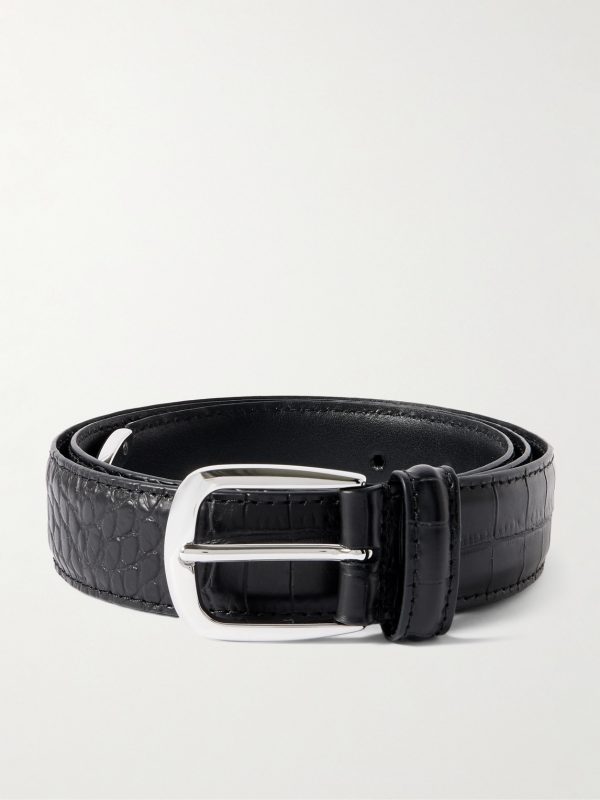 3cm Croc-Effect Leather Belt 3cm Croc-Effect Leather Belt