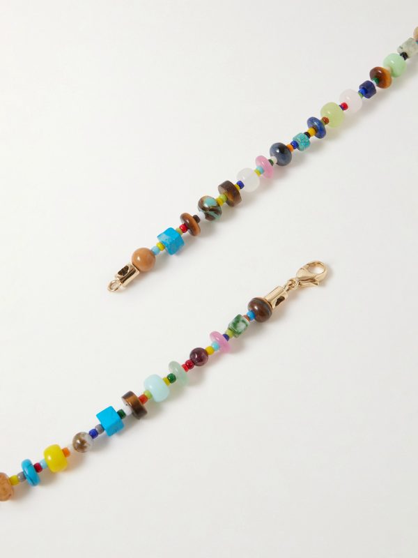 14-Karat Gold, Agate and Diamond Beaded Necklace - BK 14-Karat Gold, Agate and Diamond Beaded Necklace - BK