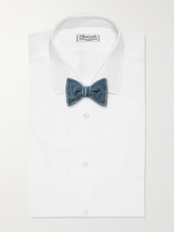 Pre-Tied Cotton-Velvet Bow Tie - OU