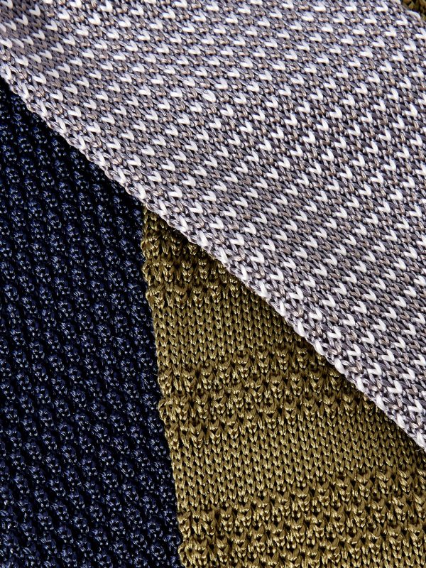 Set of Three 7cm Knitted Silk Ties - CU Set of Three 7cm Knitted Silk Ties - CU