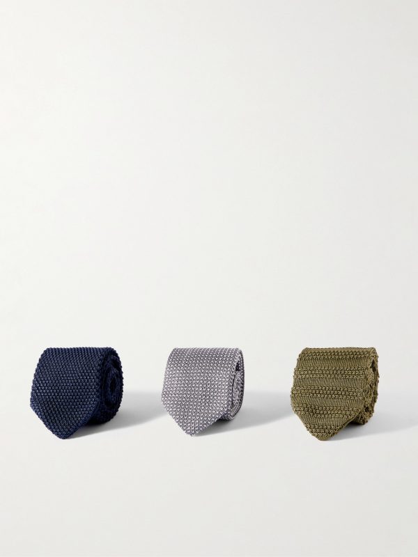 Set of Three 7cm Knitted Silk Ties Set of Three 7cm Knitted Silk Ties