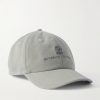 Logo-Embroidered Leather-Trimmed Cotton-Twill Baseball Cap Logo-Embroidered Leather-Trimmed Cotton-Twill Baseball Cap
