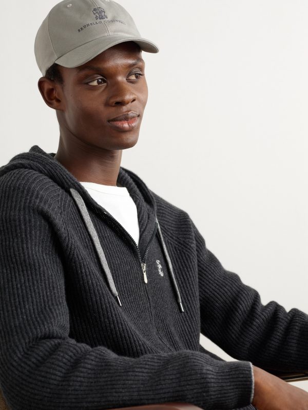 Logo-Embroidered Leather-Trimmed Cotton-Twill Baseball Cap - OU Logo-Embroidered Leather-Trimmed Cotton-Twill Baseball Cap - OU