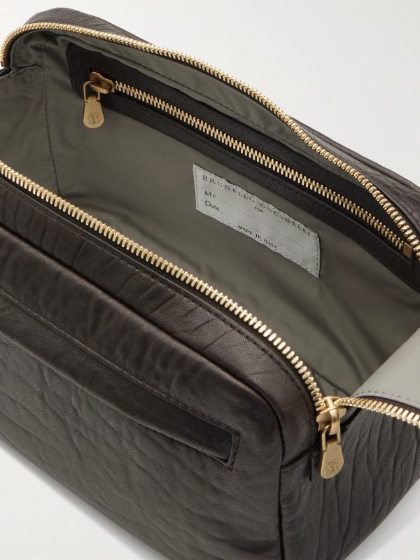 Textured-Leather Wash Bag - E1 Textured-Leather Wash Bag - E1