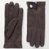 Leather-Trimmed Suede Gloves