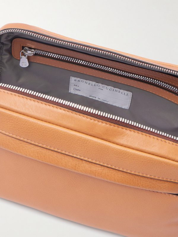 Textured-Leather Wash Bag - E1 Textured-Leather Wash Bag - E1