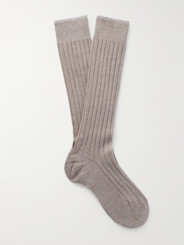 Ribbed Virgin Wool-Blend Socks