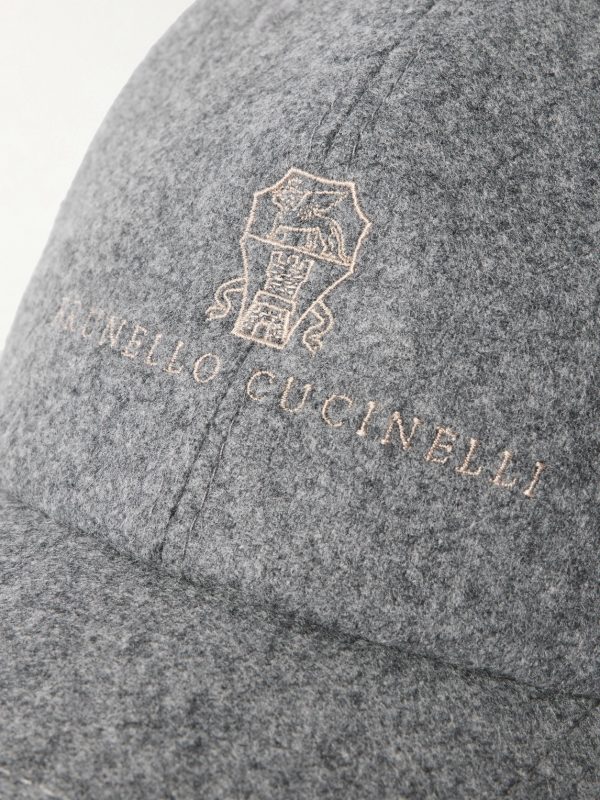 Logo-Embroidered Leather-Trimmed Wool-Flannel Baseball Cap - CU Logo-Embroidered Leather-Trimmed Wool-Flannel Baseball Cap - CU