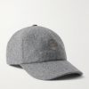 Logo-Embroidered Leather-Trimmed Wool-Flannel Baseball Cap Logo-Embroidered Leather-Trimmed Wool-Flannel Baseball Cap