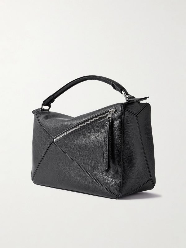 Puzzle Edge Large Logo-Debossed Full-Grain Leather Messenger Bag - BK Puzzle Edge Large Logo-Debossed Full-Grain Leather Messenger Bag - BK