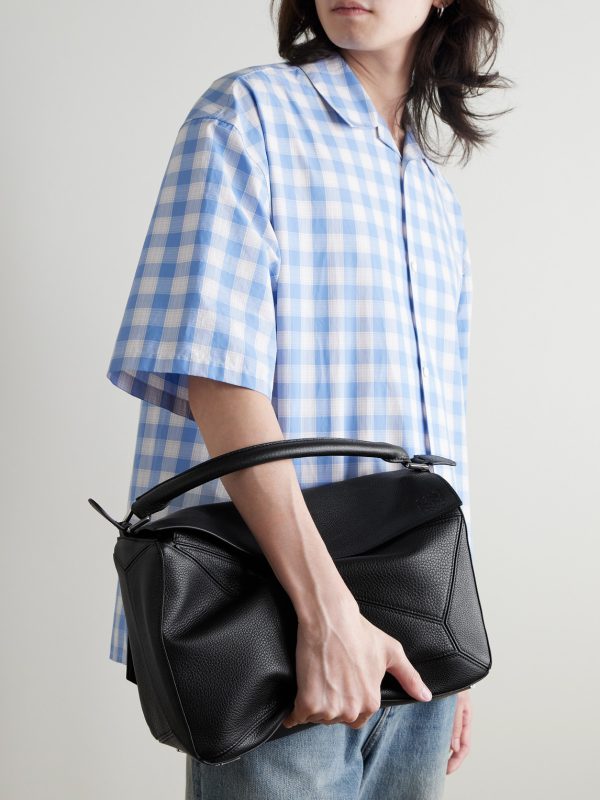 Puzzle Edge Large Logo-Debossed Full-Grain Leather Messenger Bag - E2 Puzzle Edge Large Logo-Debossed Full-Grain Leather Messenger Bag - E2