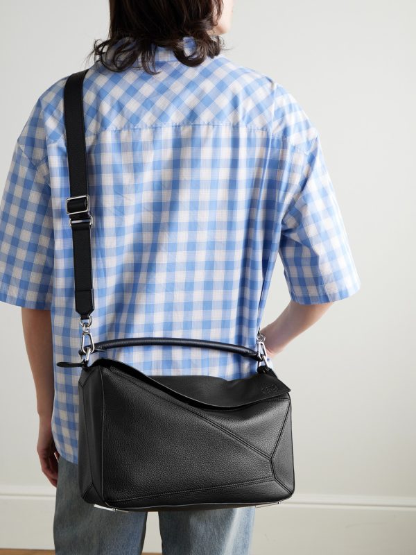 Puzzle Edge Large Logo-Debossed Full-Grain Leather Messenger Bag - OU Puzzle Edge Large Logo-Debossed Full-Grain Leather Messenger Bag - OU