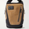 Flex Logo-Embossed Suede and Canvas Backpack Flex Logo-Embossed Suede and Canvas Backpack