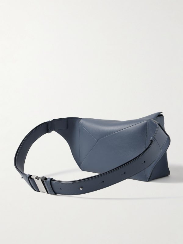 Puzzle Edge Small Leather Belt Bag - BK