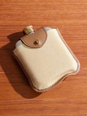 Garrett Silver- and Gold-Tone Flask with Leather and Canvas Case