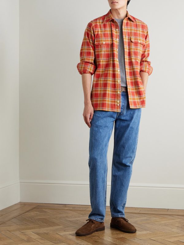 + HIM Checked Cotton-Flannel Shirt - OU + HIM Checked Cotton-Flannel Shirt - OU