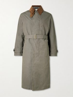 + HIM Rider's Belted Corduroy-Trimmed Cotton-Ripstop Coat
