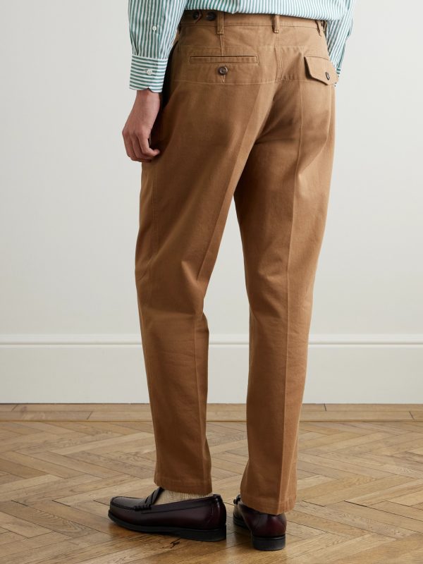+ HIM Games Tapered Pleated Cotton-Twill Trousers - BK + HIM Games Tapered Pleated Cotton-Twill Trousers - BK