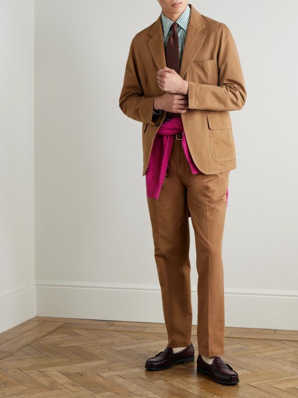 + HIM Games Tapered Pleated Cotton-Twill Trousers - OU + HIM Games Tapered Pleated Cotton-Twill Trousers - OU