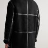 + HIM Leather-Trimmed Shearling Coat - BK + HIM Leather-Trimmed Shearling Coat - BK