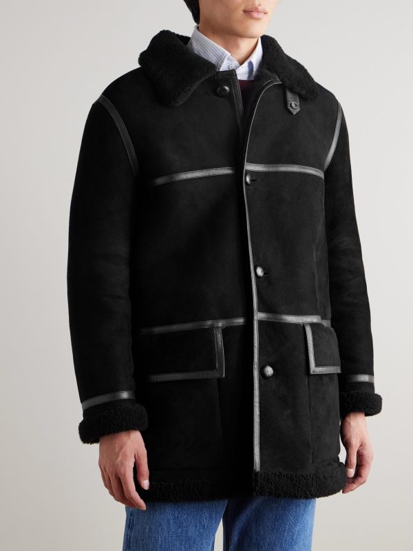 + HIM Leather-Trimmed Shearling Coat - FR + HIM Leather-Trimmed Shearling Coat - FR