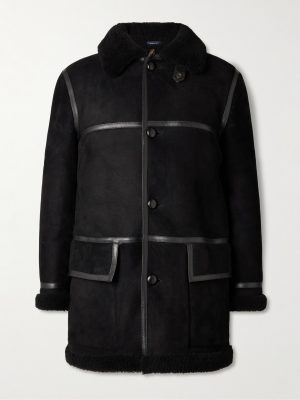+ HIM Leather-Trimmed Shearling Coat