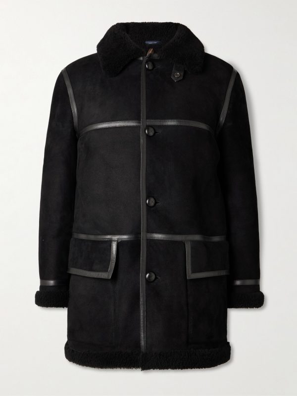 + HIM Leather-Trimmed Shearling Coat + HIM Leather-Trimmed Shearling Coat