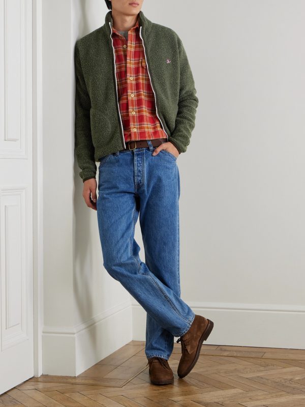 + HIM Logo-Embroidered Wool-Blend Fleece Jacket - OU + HIM Logo-Embroidered Wool-Blend Fleece Jacket - OU