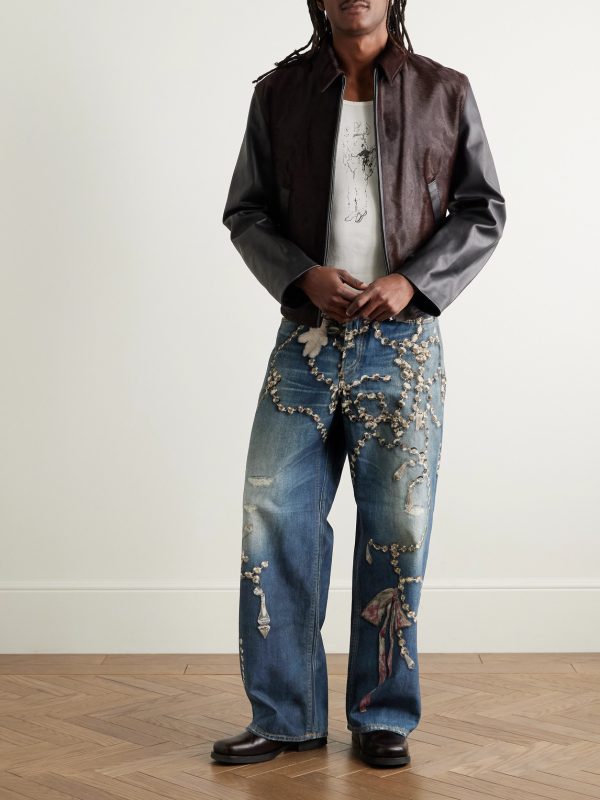1981 Wide-Leg Trompe L'oeil Printed Jeans - OU 1981 Wide-Leg Trompe L'oeil Printed Jeans - OU